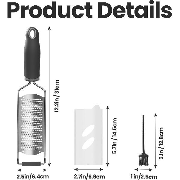 Zester Grater with Handle,Lemon Zest,Fine Cheese Grater,Wide 6.35 cm