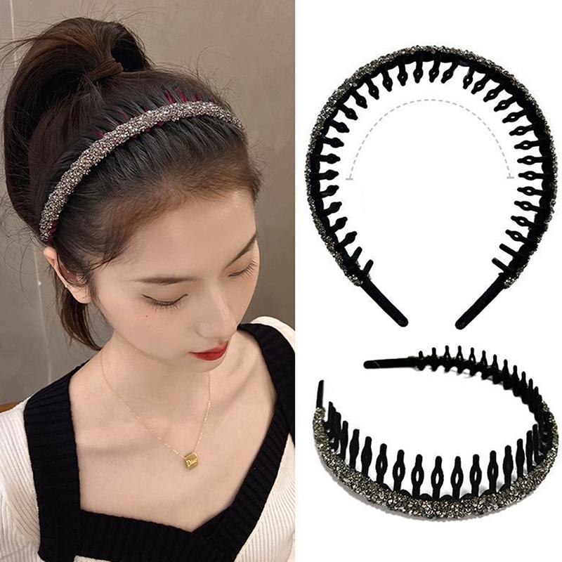 Flocking Bezel Hair Hoops For Women Ladies Solid Color Toothed Non-Slip Headband Hair Band Hair Accessories