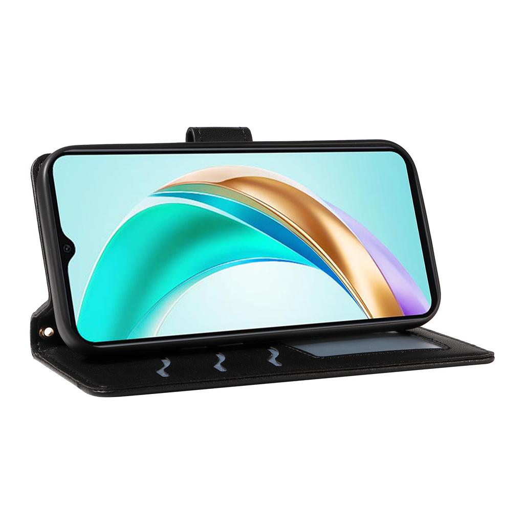 Für Honor X6b 4G Hülle Brieftasche Rauten Leder Handyhülle mit Schultergurt, Handschlaufe