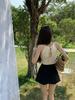 Stylish Backless Tie-Up Knit Camisole: Slimming Short Korean-Style Vest for Women