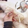 Oversize Square Plano Glasses for Women and Men Anti Blue Light Blocking Round Eyeglasses Shiny Glitter Frame Computer Eyewear