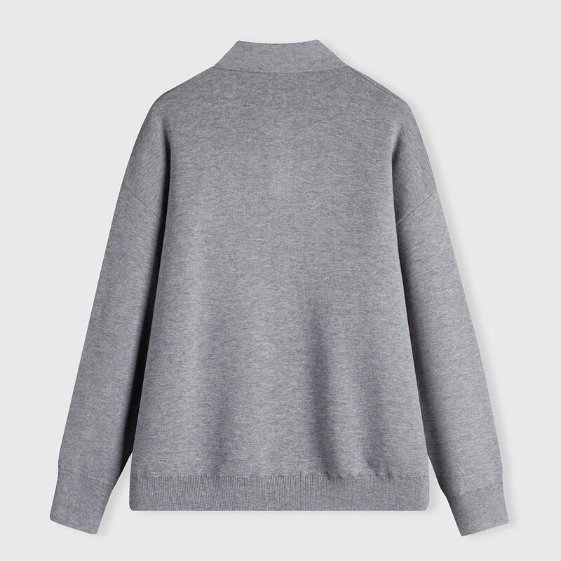 Luozi Men's Cotton Blend Lapel Knit Sweater