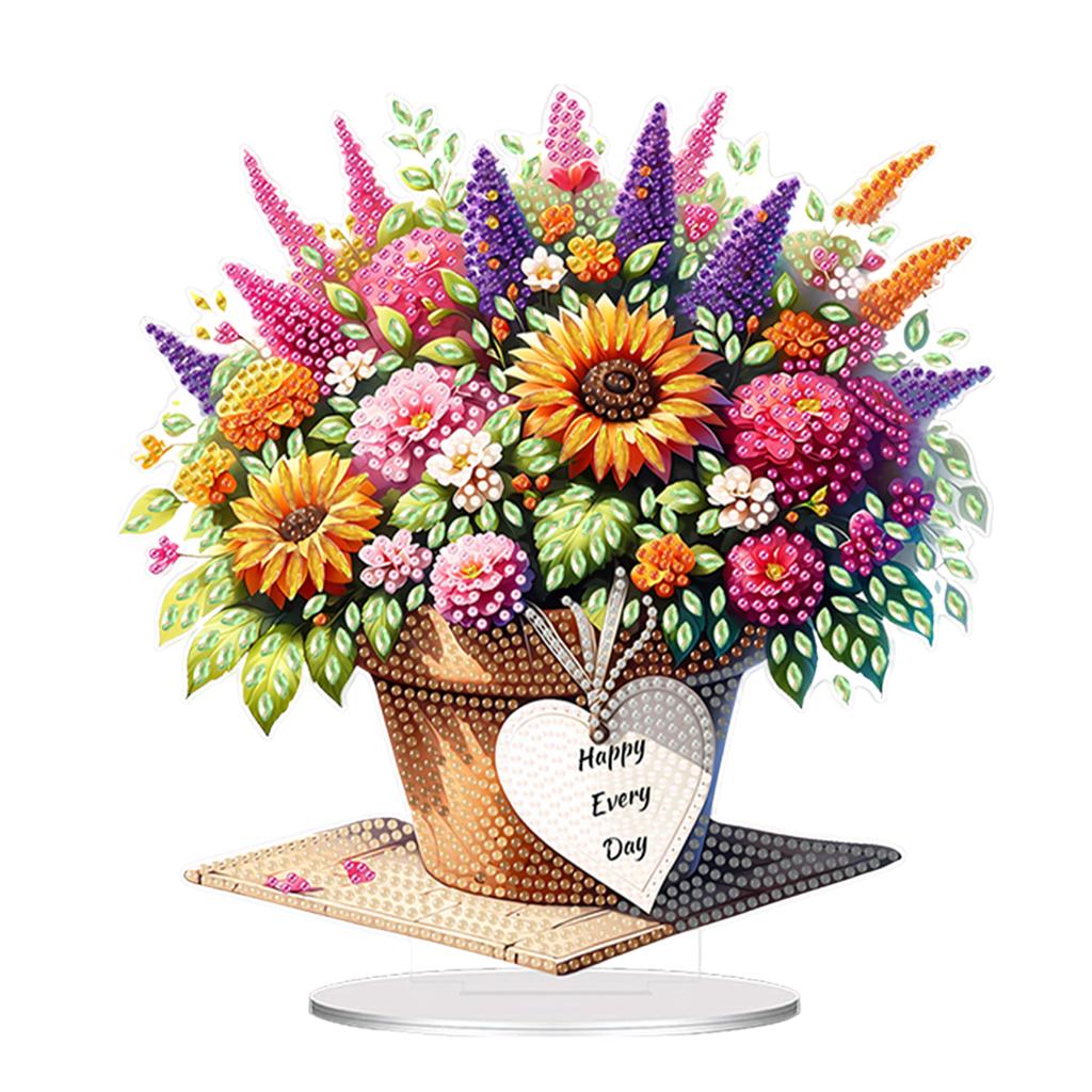 Acrylic 2D Flat DIY Table Top Diamond Painting Ornament Kits Diamond Painting Desktop Ornaments Kit Bedroom Table Decoration