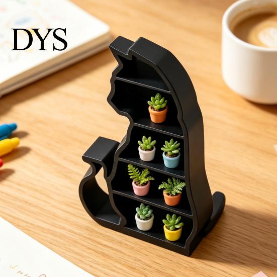 Decorative Ornament Stand Miniature Figurine Cat Storage Rack, Shaped Mini Desk Organizer Shelf Display Shelf, Multi-Tier Rack for Dollhouse