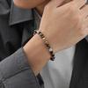 Metal Bead bracelets for Men Boys,Natural Beaded Stainless Steel Beaded Bracelets,Casual Jewelry Gifts