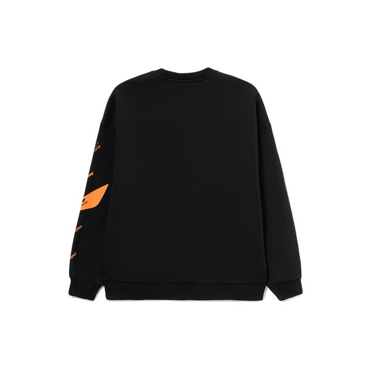 Li Ning Training Series Color Block Logo Print Fleece Pullover Sweatshirt Unisex Sweatshirt Black AWDRD38-9