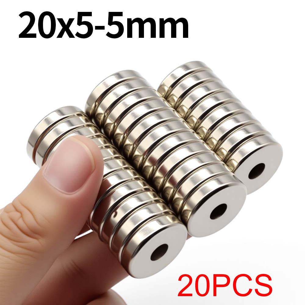 20x5-5mm Super Strong Neodymium Magnet N35 NdfeB Permanent Magnetic imanes Round With Holes Powerful Magnets Refrigerator Magnet