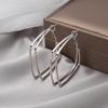 Silver Needle Double Layer Geometric Hoop & Square Ear Cuffs - Versatile European & American Fashion Rhombus Earrings