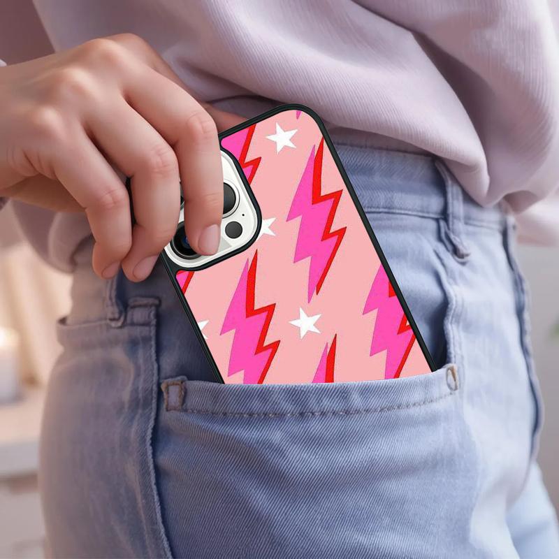 preppy stars lightning pink Phone Case For iPhone 17 Air 15 16e 14 13 Pro Max Coque 12 11 Pro Max PLUS cover