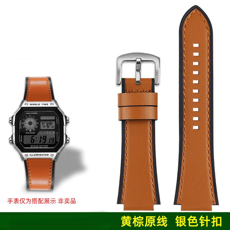 AE1200 A158 Retro Genuine Leather Strap For Casio DW-H5600 A168 AE1300 Vintage Watch Band Men Convex mouth cowhide Bracelet 18MM