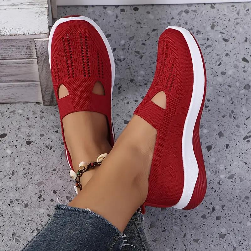Women'S Shoes 2025 New Style, Breathable Knitted Shoes for Women, Trendy Lace-Up Sports Shoes for Cross-Border Trade