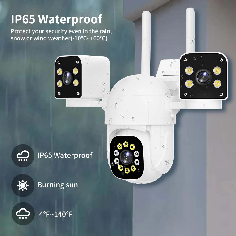 6K 12MP WiFi Venkovní 10x Zoom Tříobjektivová PTZ Video Dohled Ochrana Zabezpečení 4K IP Kamera Chytrá Bezdrátová CCTV Kamera