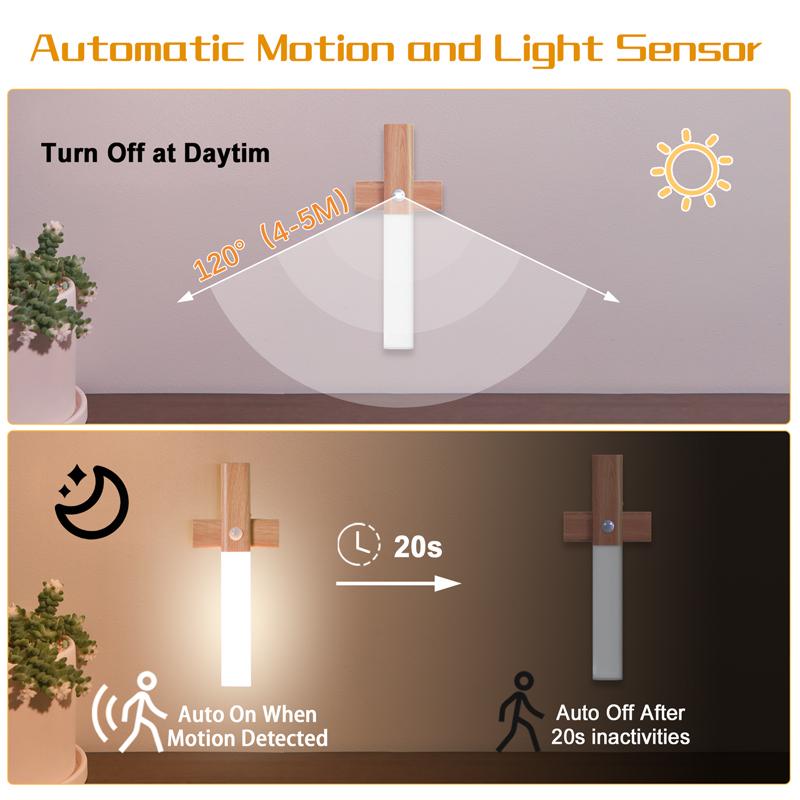 LED Night Light Kitchen Cabinet Closet Lights Home Staircase Bedroom Table Move Lamp Bedside Lighting Magnetic USB Wall Lamp