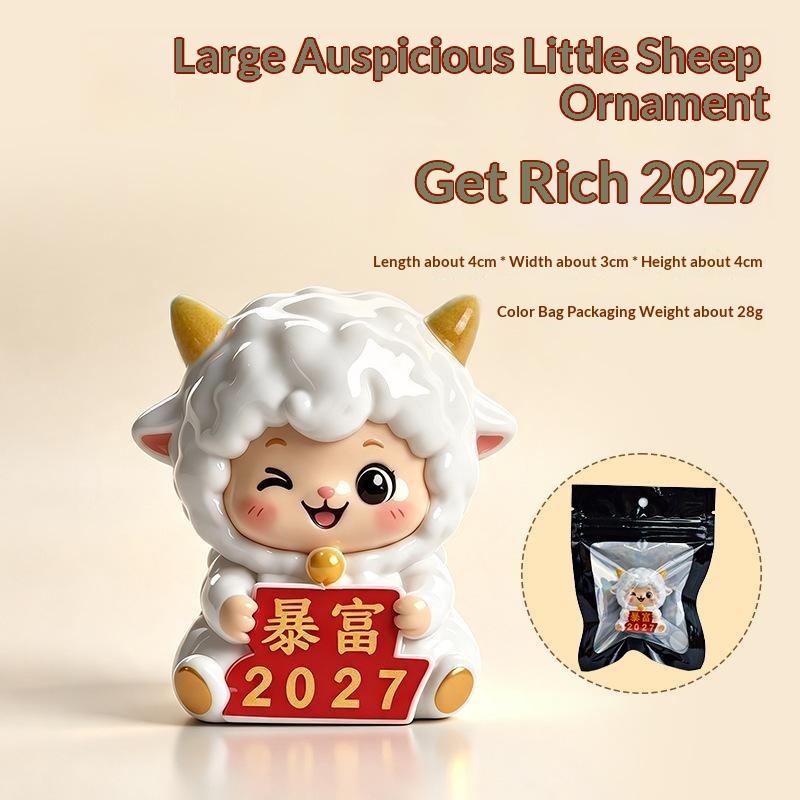 Cute Lucky Sheep Figurines 2027 Year Of Goat Decor Resin Adorable Design Home Desktop Ornament New Year Gift