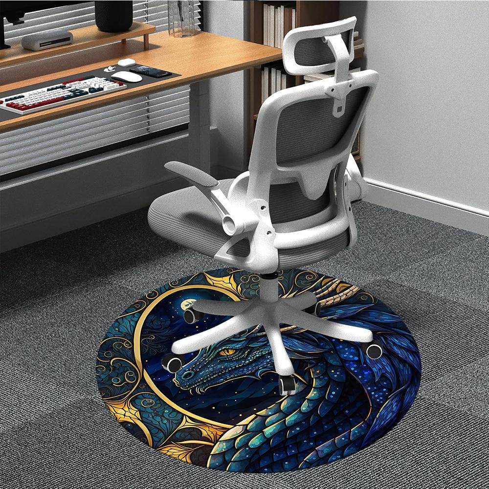 1pc Dragon Fantasy Office Round Area Rug, Under Office Chairs Bedroom Living Room Home Decor, Room Deco