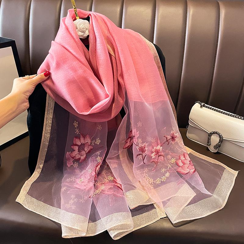 Women's Silk Wool Embroidered Scarf - Dual-Use Winter Shawl & Neck Gaiter