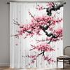 Sakura Curtains Pink Floral Hd Print Polyester Pocket Rod Living Room Bedroom Light Filtering Made Of Machine Washable Great Window Treatment