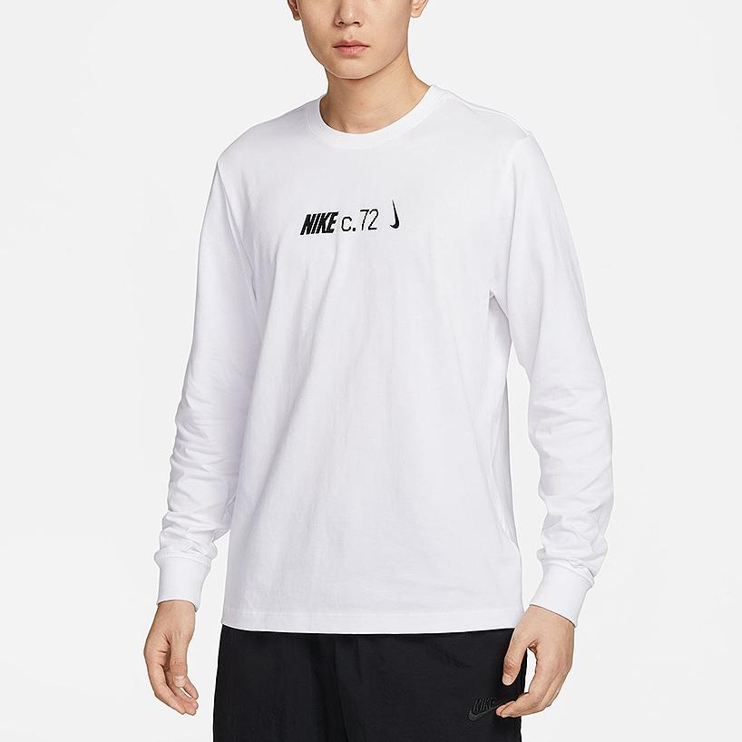 Nike Sportswear Logo Patch Long Sleeve T-Shirt Men Tops White DZ2897-100