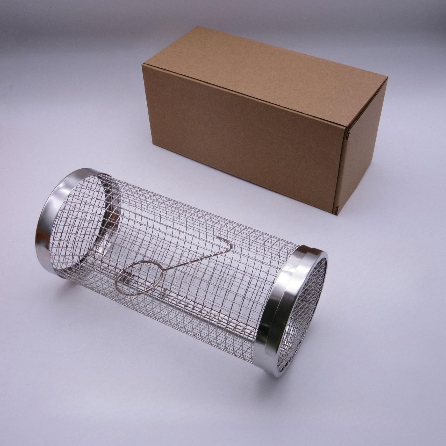 Корзина для гриля из нержавеющей стали, вращающаяся корзина для жарки, клетки для барбекю, решетка для барбекю, цилиндрическая корзина для жарки, для улицы