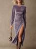 European and American golden velvet dress autumn new design sense niche waist dress skirt women