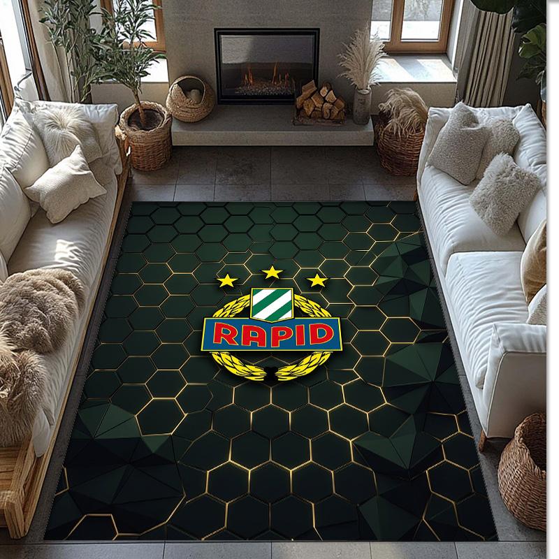 Rapid Wien FC Fußballmuster Weicher Teppich Nicht rutschfest Indoor Boden Teppich Sport Dekor Matte für Schlafzimmer
