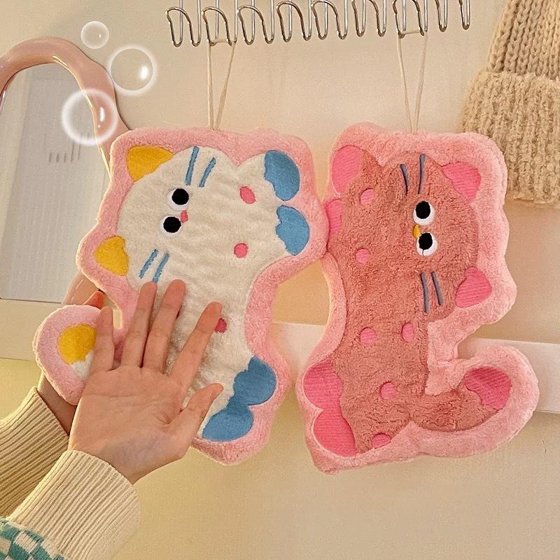 Bathroom Absorbent Hand Towel Kawaii Thickened Handkerchief Wall Hanging Hand Cloth Kitchen Hand Towel Room Decor