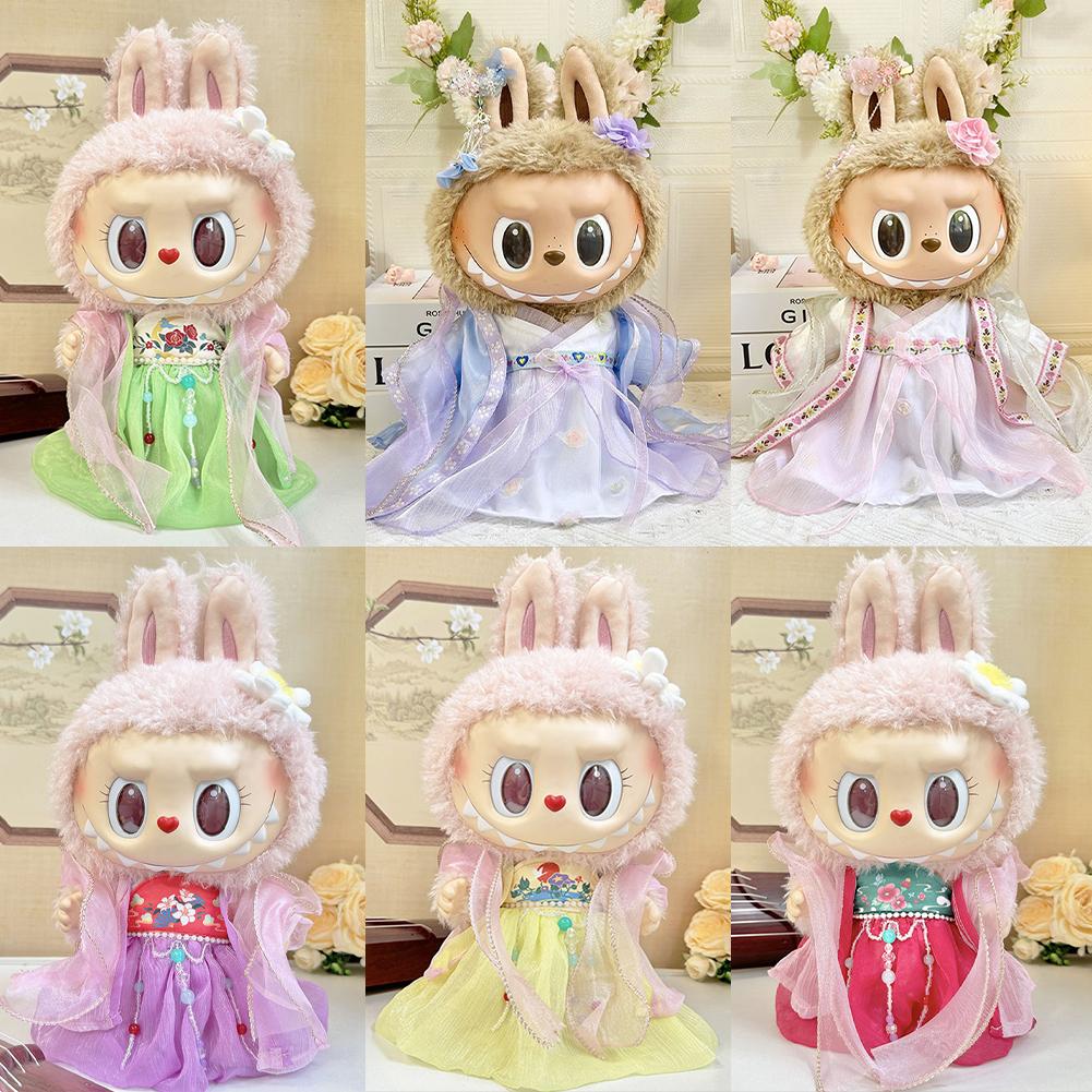 For 38cm Labubu Doll Clothes Fashion Hanfu Clothes Doll Clothes Color Match Hoodies Dolls Accessories Cute Decoration Little Cloths