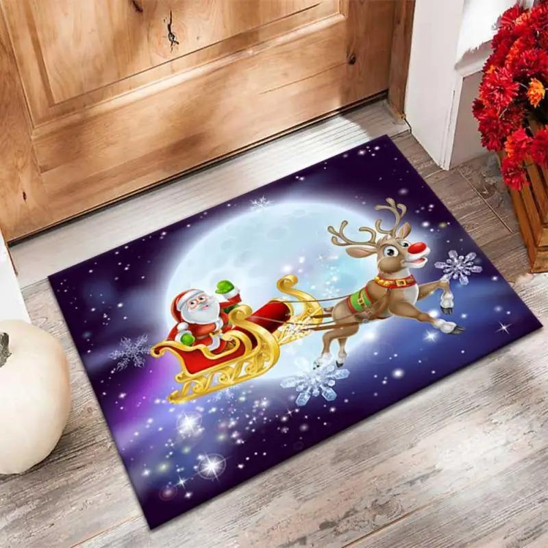 Christmas Welcome Sign Carpet Indoor Porch Rug Santa Decor Greeing Home Entrance Floor Welcome Door Mat Gnome Dwarf Christmas