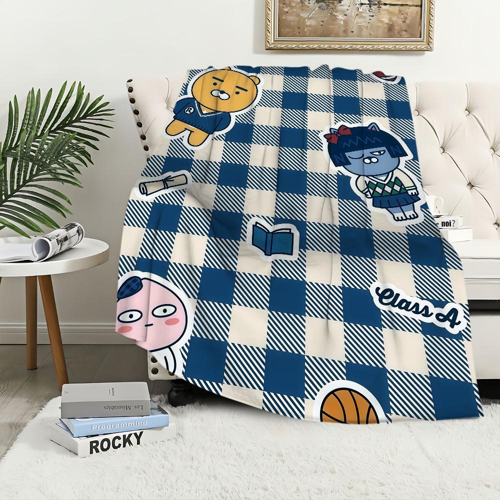 Fashion K-KAKAO-ES F-FRIENDS-ES Blanket Flannel Warm Comfort Soft Plush Blanket For Picnic Beds Sofas Homes And Bedrooms