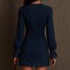2025 Long Sleeve Zipper Lace Mid-Length Dress