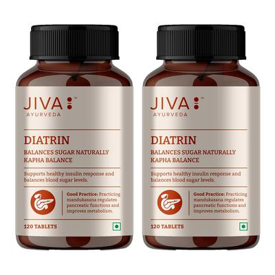 Jiva Diatrin Ayurvedic Tablets 500mg for Blood Sugar Support, Metabolism & Pancreas Health, 120 Tablets X Pack of 2