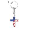 1/4ks Keep America Great Again Keychain Cross Goddess Shape Vzor americké vlajky Kovový přívěsek na klíče pro politické nadšence