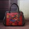 Retro Kadın Çantası Hakiki Deri Lüks Çanta El Yapımı Kabartma Büyük Kapasiteli Omuz ve Crossbody Çanta