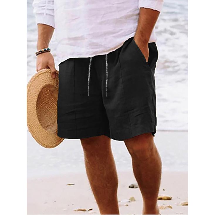 Summer Men'S Work Shorts Linen Drawstring Pants Men'S Beach Shorts Mens