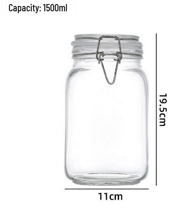 In Stock Transparent Graduated Glass Storage Jar with Sealed Buckle for Moistureproof Tea or Mason Jar Storage