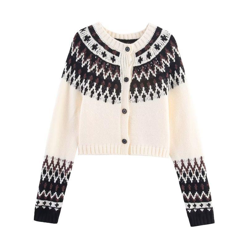 Za New Arrival Women's Clothing ZR Fashion Style Export Fashion All-Match Minimalist Casual Short Jacquard Knitting Cardigan