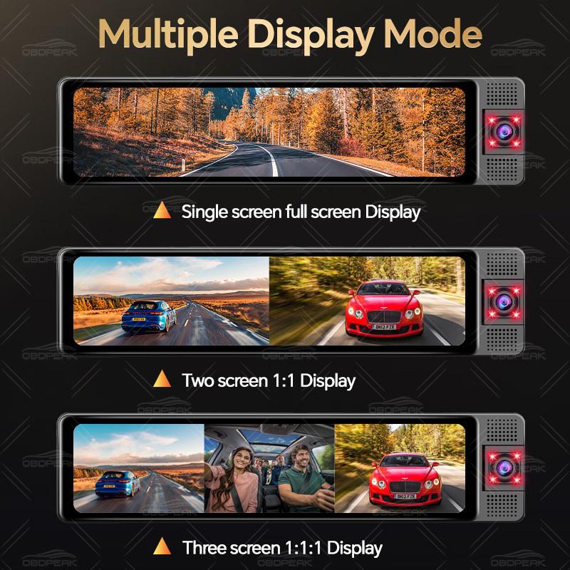 11.26" 3 Cameras 4K GPS WIFI Dash Camera Mirror Dual Lens IPS Screen Car Camera Drive Recorder Stream RearView Mirror Car Dvr