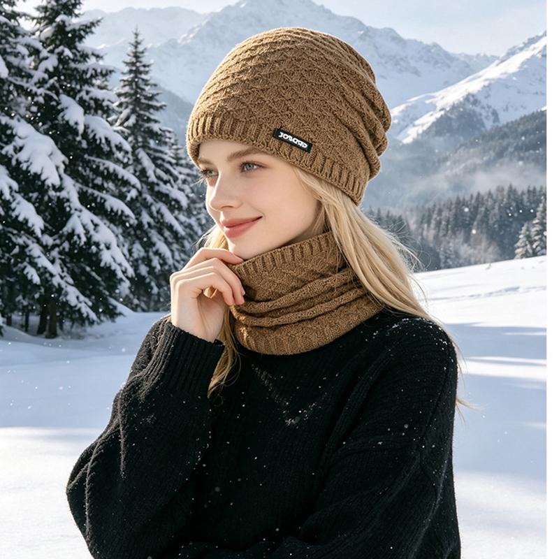 Winter Knit Beanie and Neck Warmer Set Warm Slouchy Hat Scarf for Men Women Cold Weather