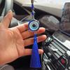 Crystal Tassels Blue Eyes Car Accessories Demon-Eye Auto Rearview Mirror Pendant Car Home Decoration Halloween Gifts Talisman