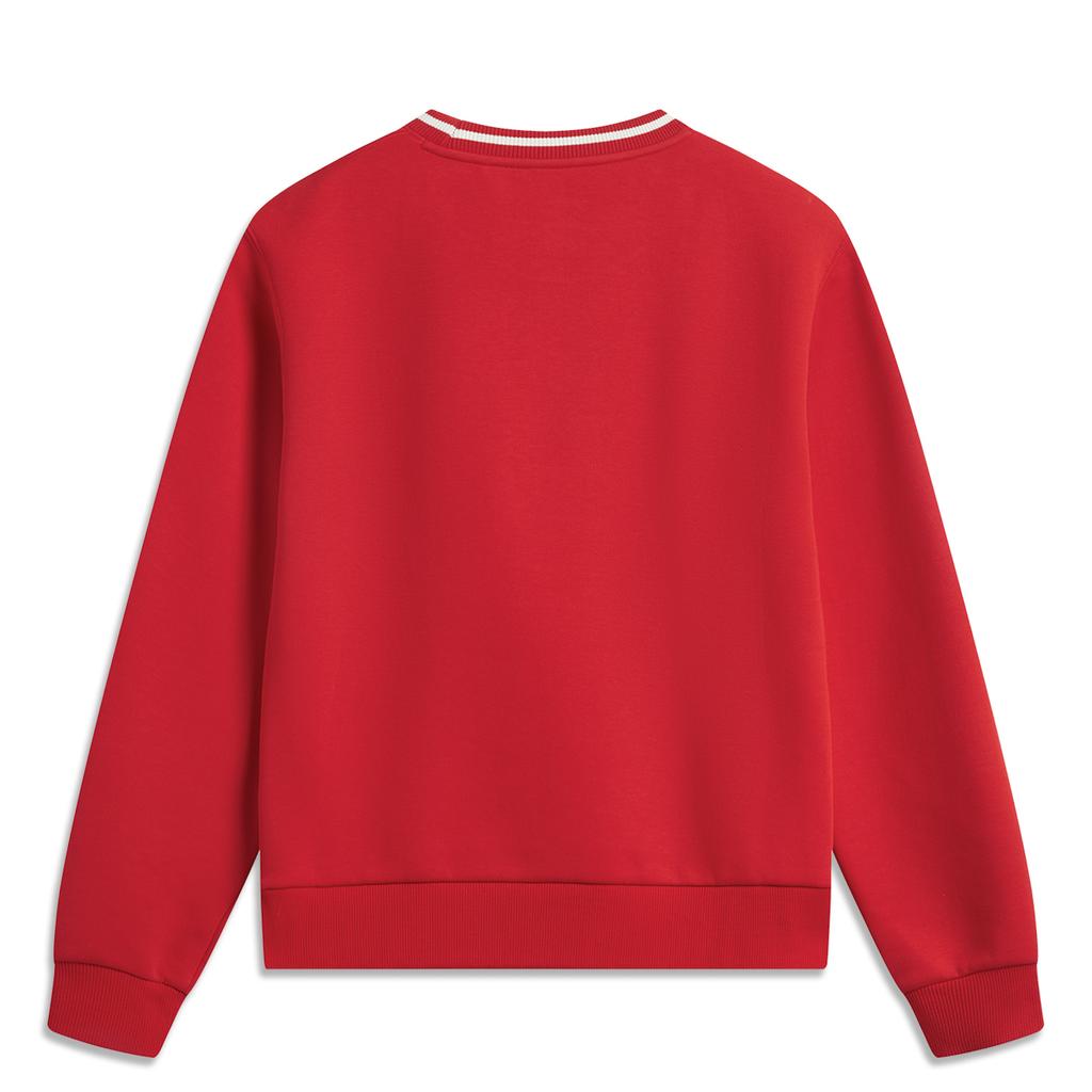 Li Ning Daily Prosperity Series Letter Round Neck Loose Simple Comfortable Versatile Casual Sweatshirt Women Sweatshirt Cinnabar-Red AWDV182-6
