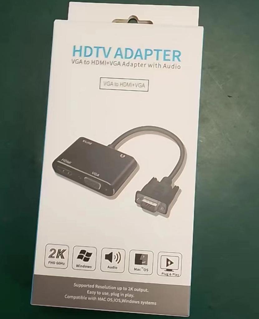 New Cross-Border 2-in-1 VGA To HDMI+VGA Display Converter Adapter Cable