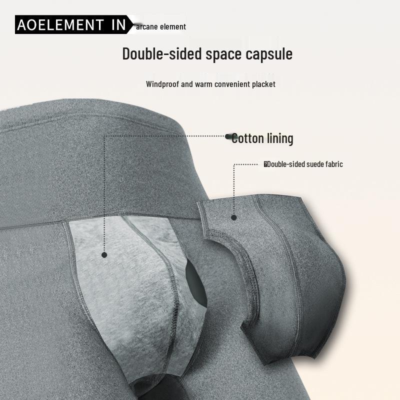 Men's High Waist Tummy Control Plus Size Anti-Chafing Warm Fleece Lined Sport Boxer Shorts