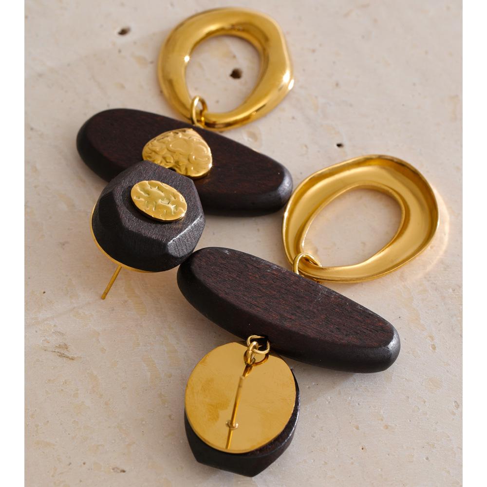Eetit Ankünfte Edelstahl Herz Holz Oval Geometrische Hängeohrringe Herbst Winter Stil Stilvoller Einzigartiger Schmuck Geschenk