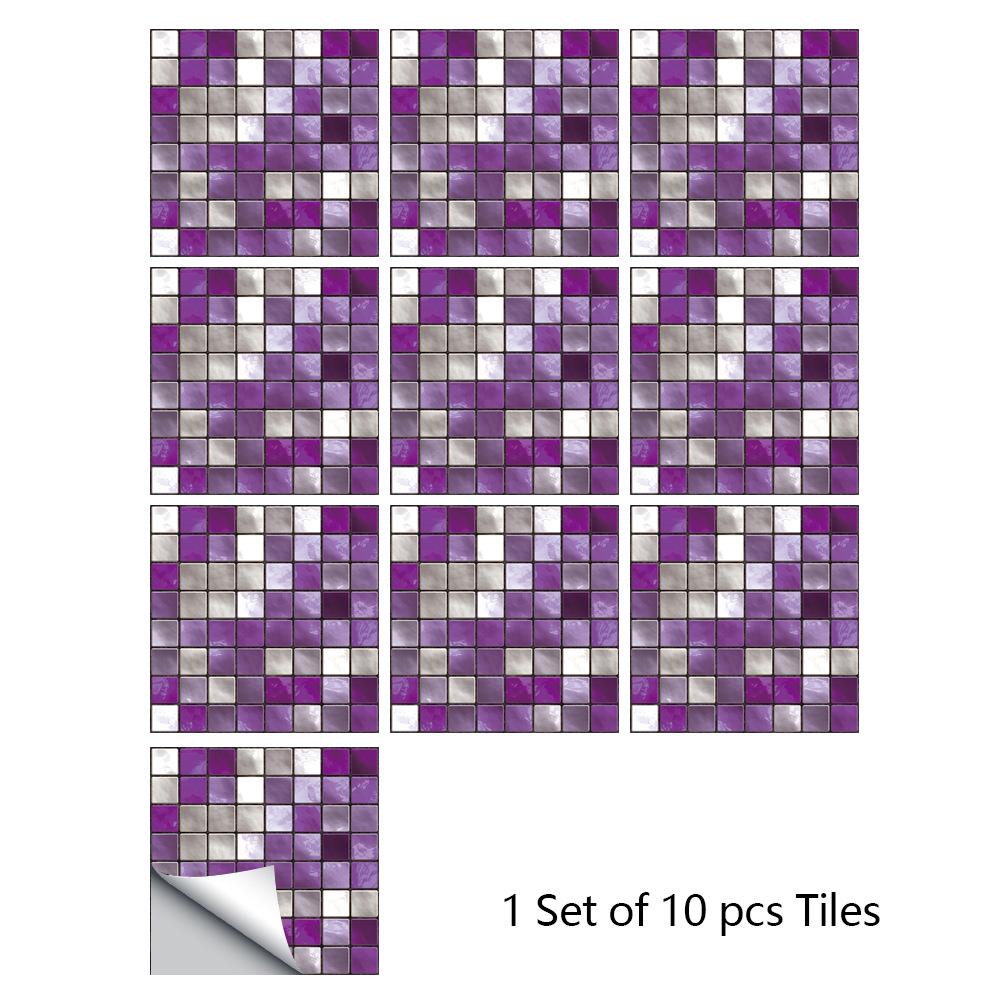 10Pcs 10 X10cm DIY  Mosaic Marble Wall Stickers Imitation Brick Bedroom Decoration Waterproof Self Adhesive Tile Wallpaper Kitchen Cupboard Decor