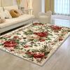 Tapete de Área Floral Vintage de Luxo Antiderrapante Lavável à Máquina Tapete de Chão para Decoração de Sala de Estar Quarto Escritório Tapete Lavável