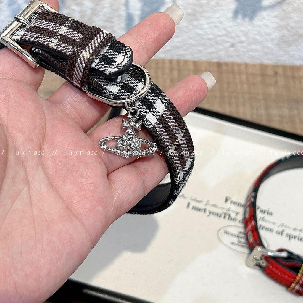 Empress Dowager Cixi svart og rødt pledd choker halskjede - søt Y2K høst/vinter stil for hotte jenter