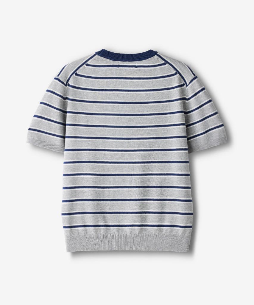 ECORR Multi-Stripe Ringer Crop Short Sleeve Knit_Gray
