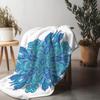 Boho Floral Watercolor Blue Print Blanket Soft Throw Bed Sofa Cover Decorative Quilt Bedspread