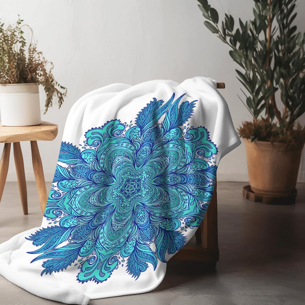 Boho Floral Watercolor Blue Print Blanket Soft Throw Bed Sofa Cover Decorative Quilt Bedspread