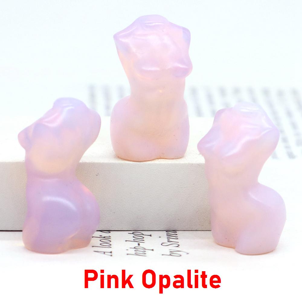 1,2" Sexuelle Damenmodell-Statue Heimdekoration Heilkristall Geschnitzter Edelstein Weiblicher Körperbüste Figur, Reiki Rosenquarz Göttin Geschenke